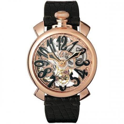 Gaga Milano Men's Black Skeleton Mechanical Watch