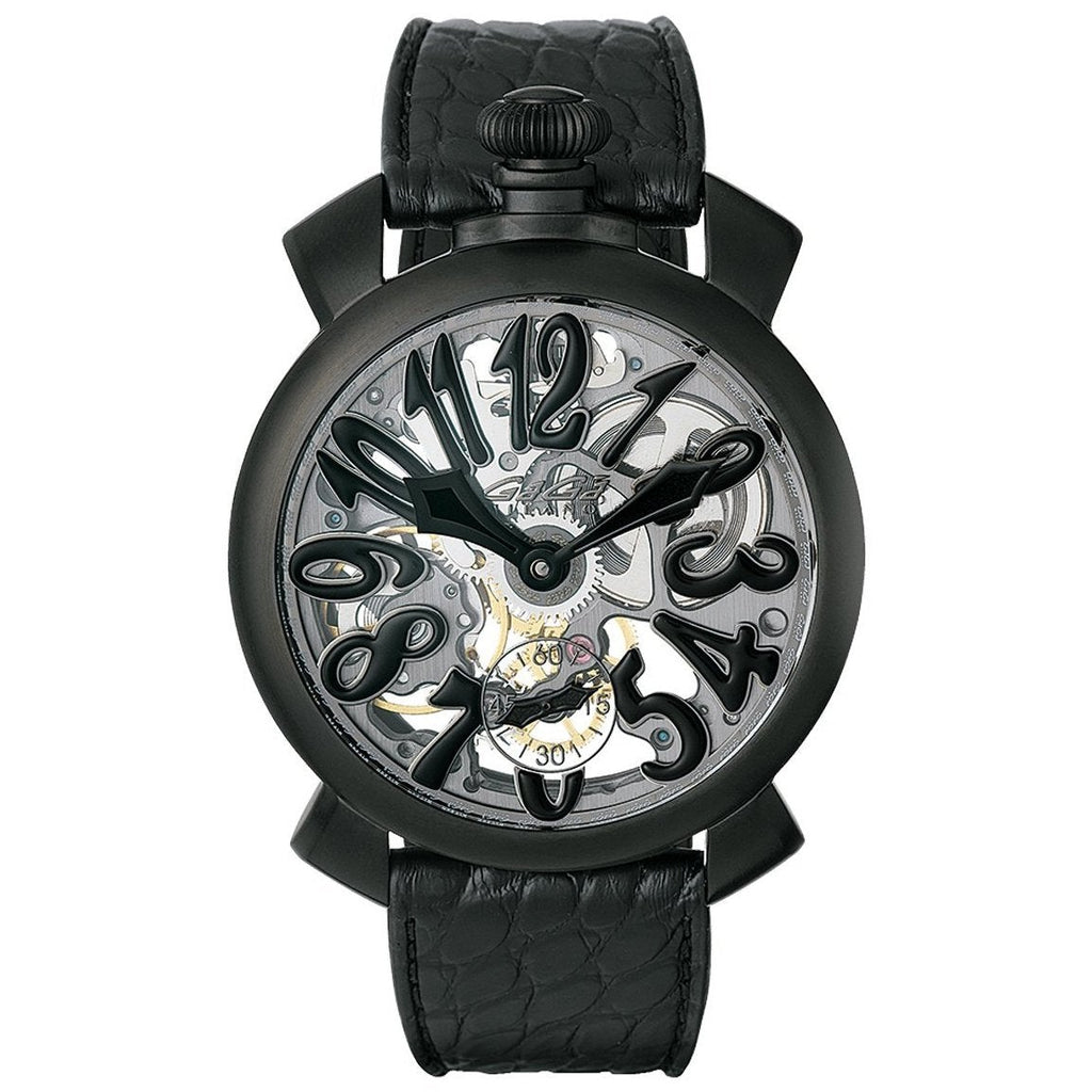 Gaga Milano Men's Black Skeleton Mechanical Watch