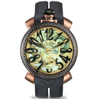 Gaga Milano Men's Black Skeleton Mechanical Watch