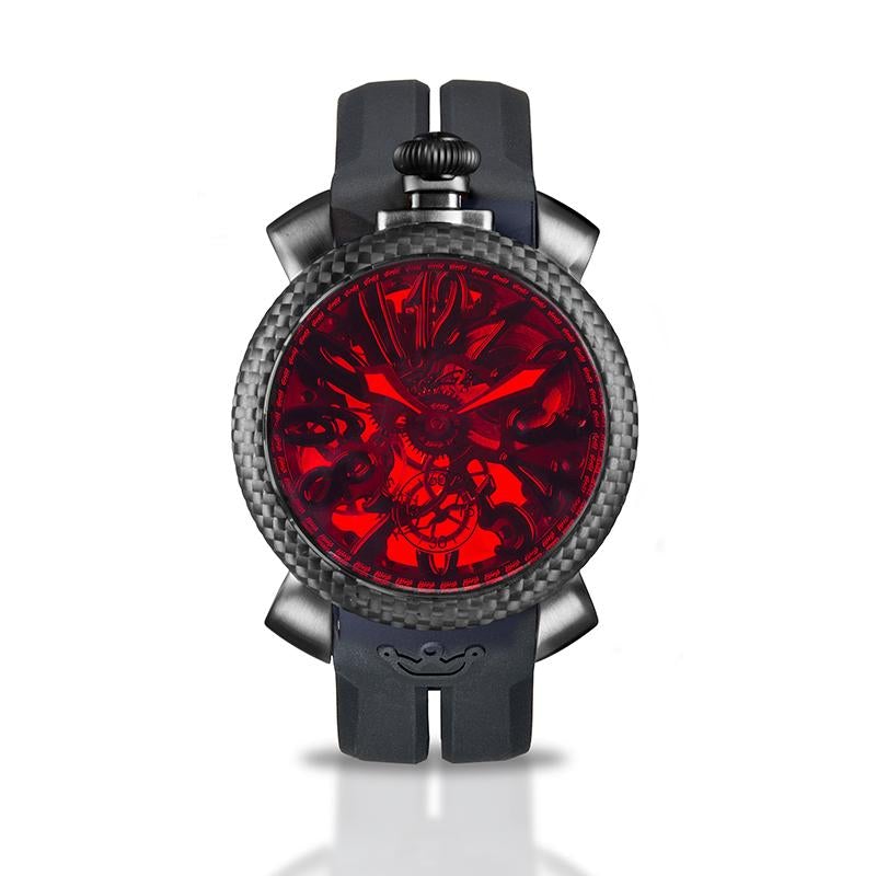 Gaga Milano Men's Black Skeleton Vampire Mechanical Watch