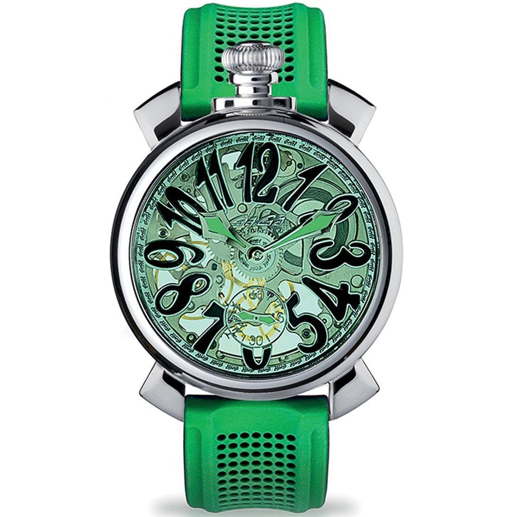 Gaga Milano Men's Green Skeleton Mechanical Watch