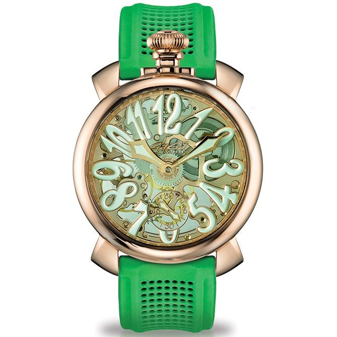 Gaga Milano Men's Green Skeleton Mechanical Watch