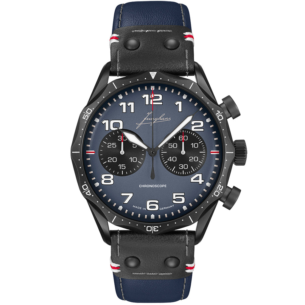 Junghans Meister Pilot Chronoscope Men's Navy Blue Watch