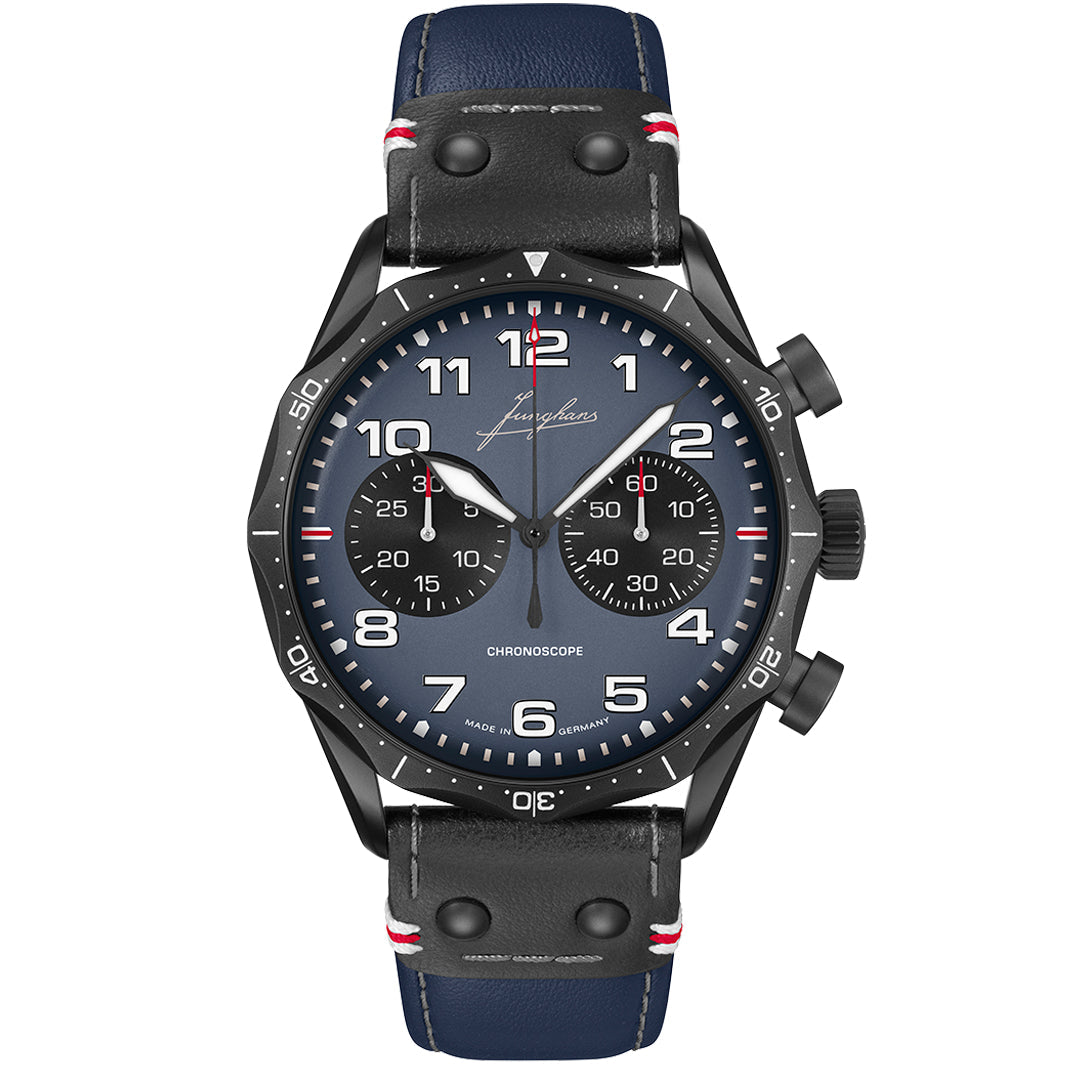 Junghans Meister Pilot Chronoscope Men's Navy Blue Watch