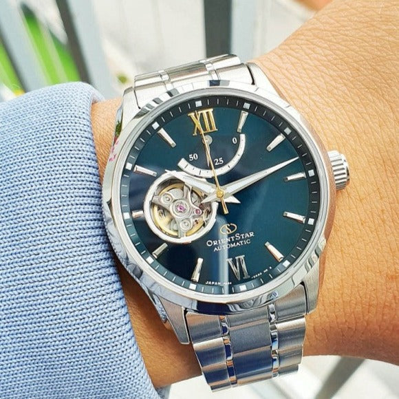 Orient Star Contemporary Open Heart Men's Silver Watch