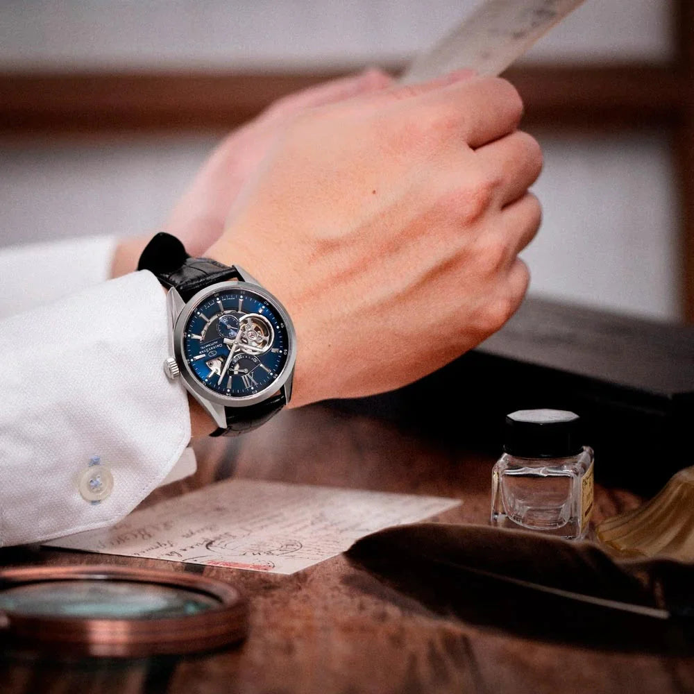 Orient Star Open Heart Men's Black Watch