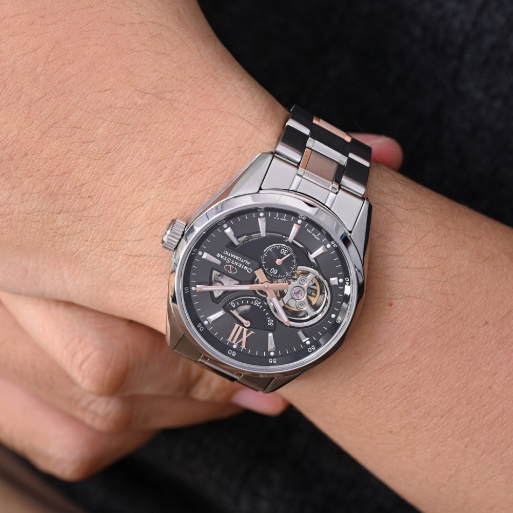 Orient Star Open Heart Men's Silver Watch