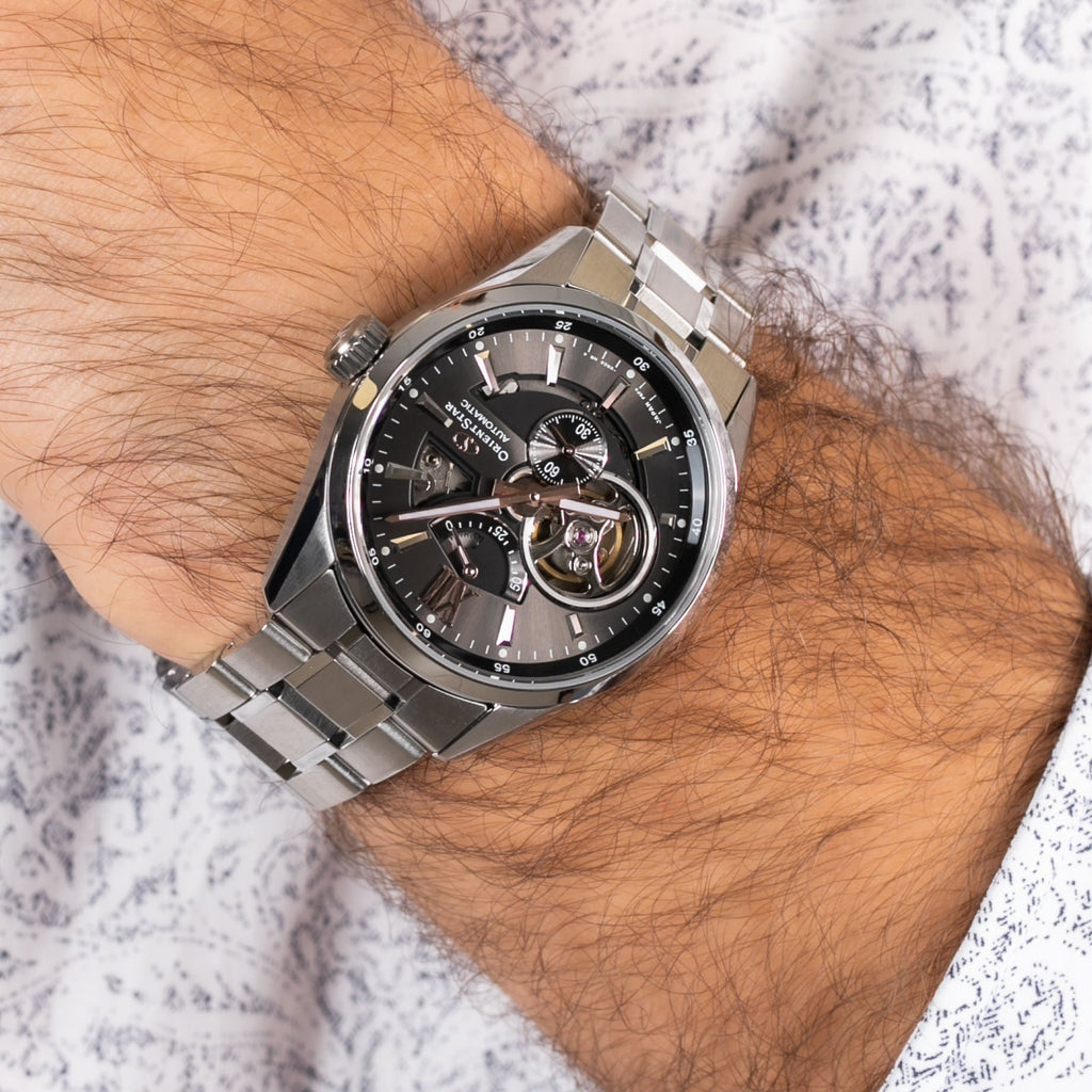 Orient Star Open Heart Men's Silver Watch