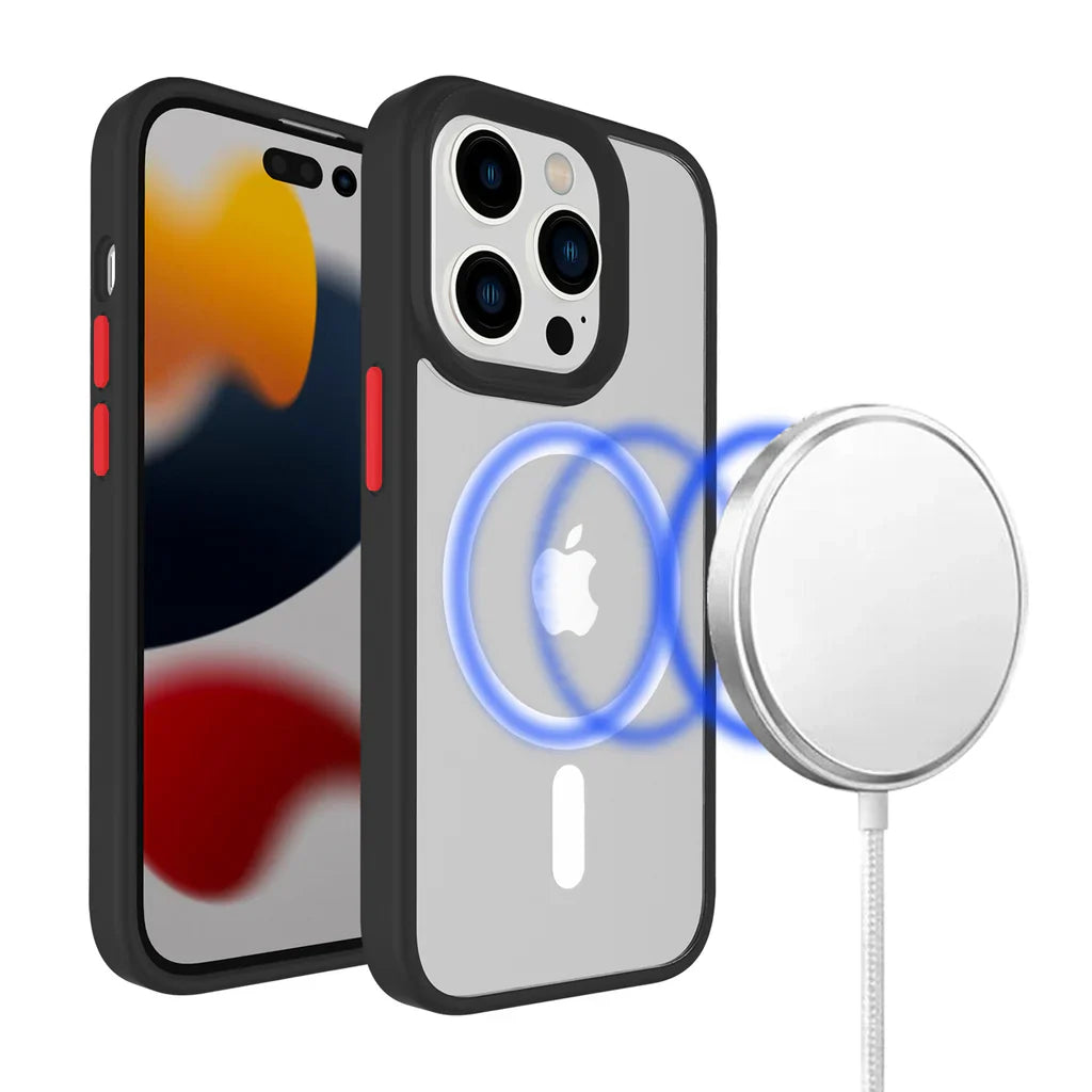 HR Premium Core Colorful Buttons Thick 2Mm Hybrid Case For iPhone 13 / 14 - Black