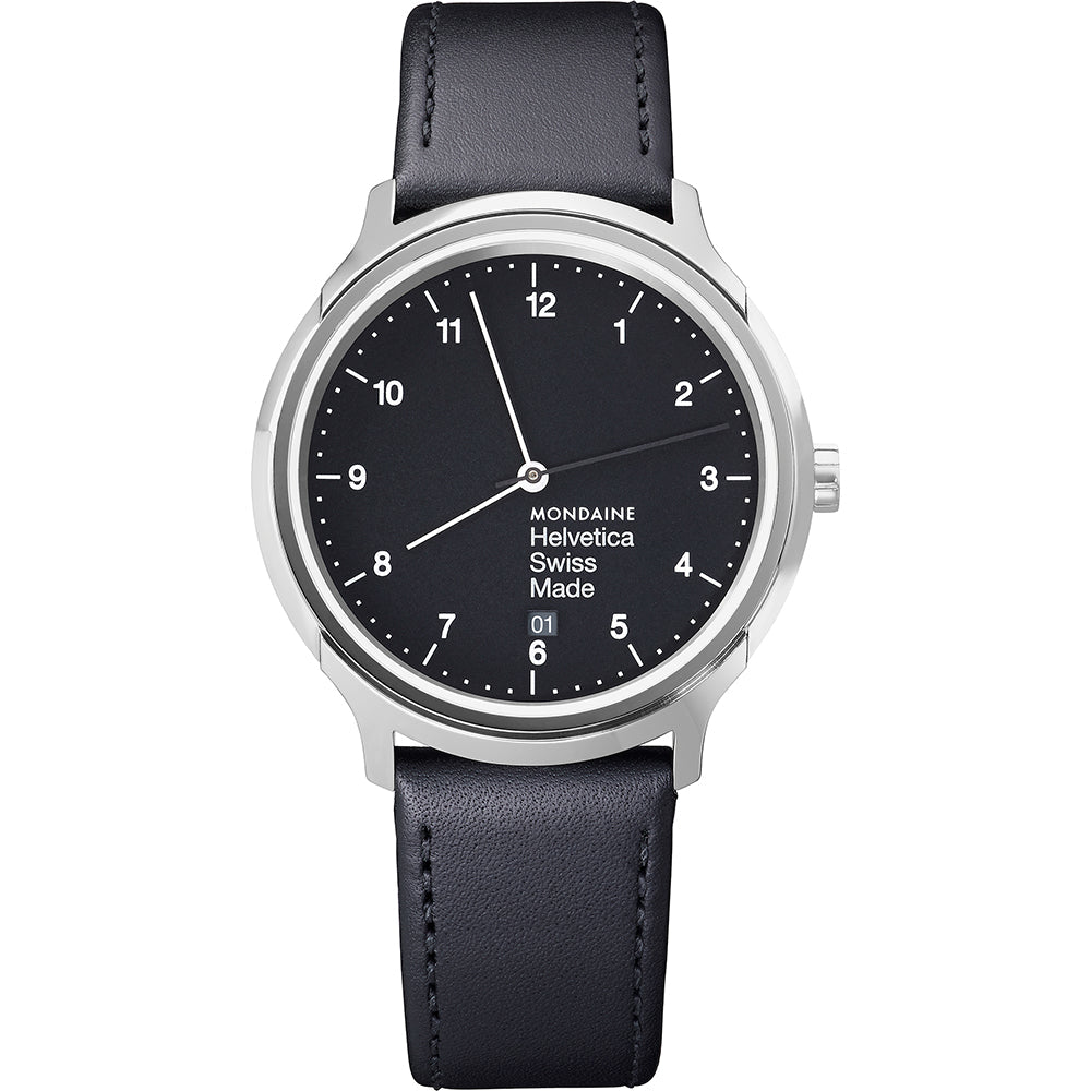 Mondaine Watch Helvetica No1 Regular Silver Black