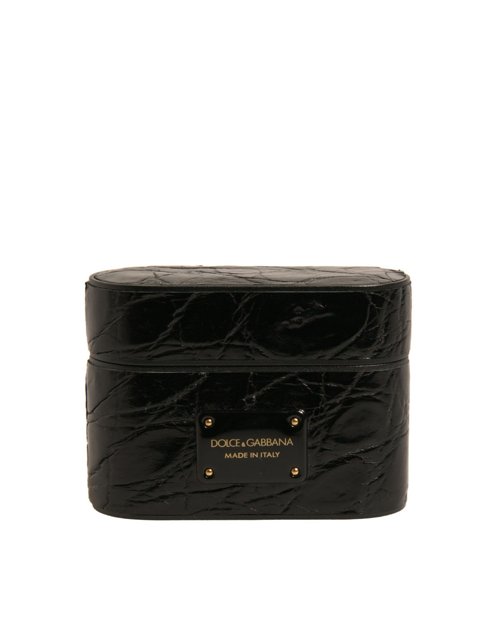 Dolce & Gabbana Leather Metal Logo Plaque Holder Airpods Case