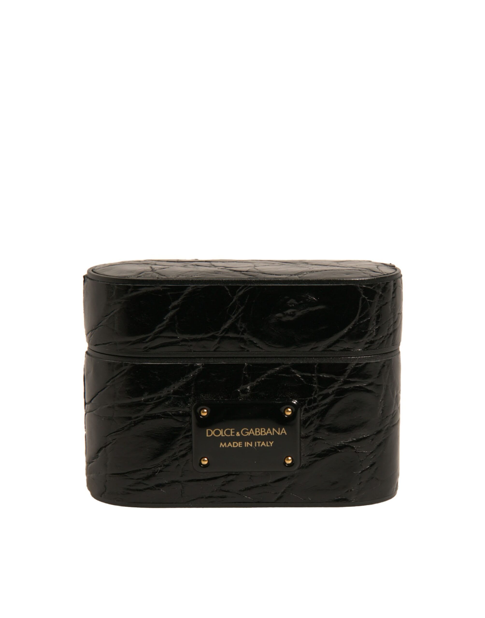 Dolce & Gabbana Leather Metal Logo Plaque Holder Airpods Case
