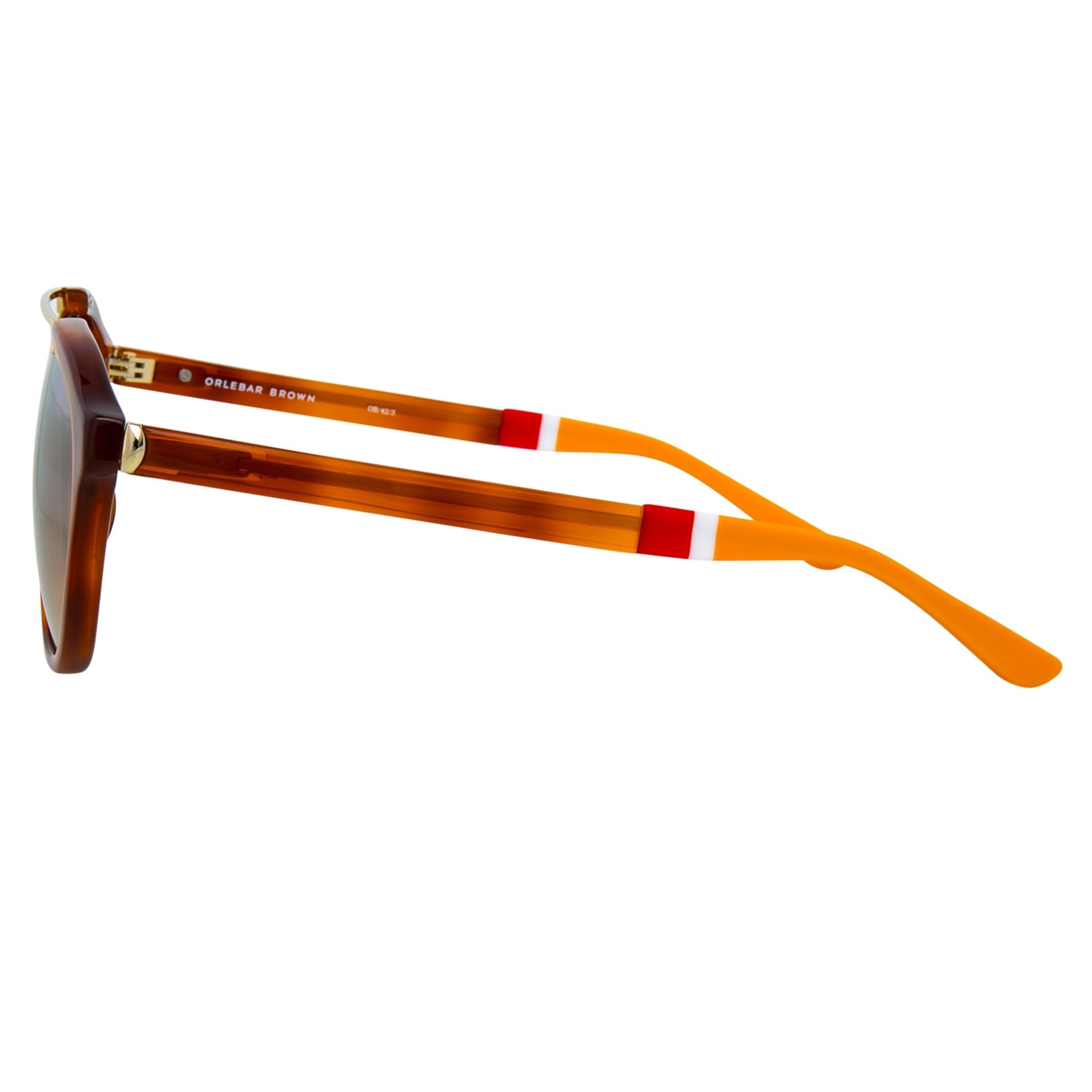 Orlebar Brown Sunglasses Round Amber Tortoise Shell and Orange