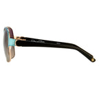 Oscar De La Renta Sunglasses Oversized Aquamarine Enamel and Grey