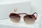 Oscar De La Renta Sunglasses Oversized Russian Gold Red and Grey