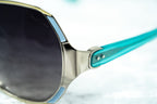 Oscar De La Renta Sunglasses Oversized Silver Multicolour Enamel and Grey