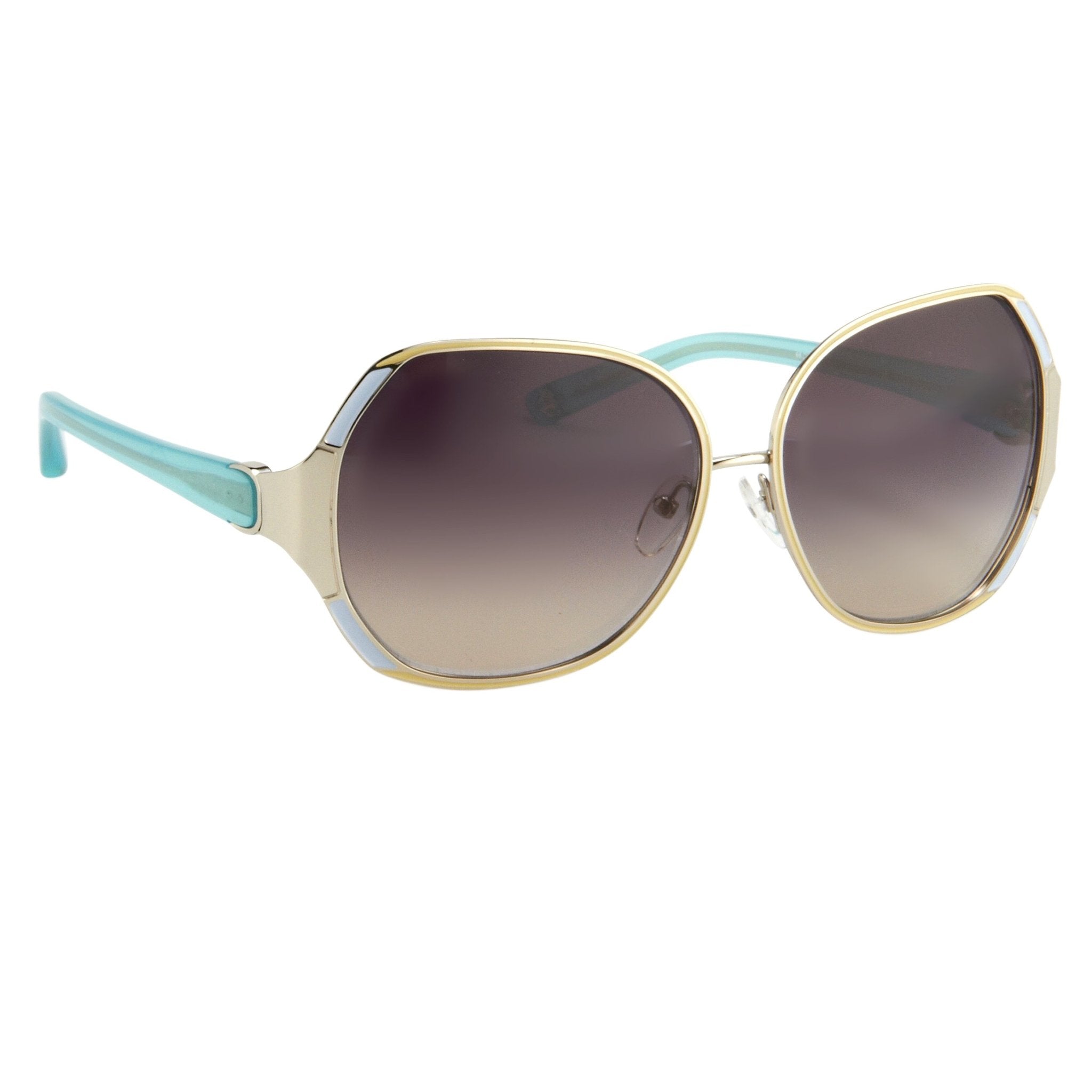 Oscar De La Renta Sunglasses Oversized Silver Multicolour Enamel and Grey