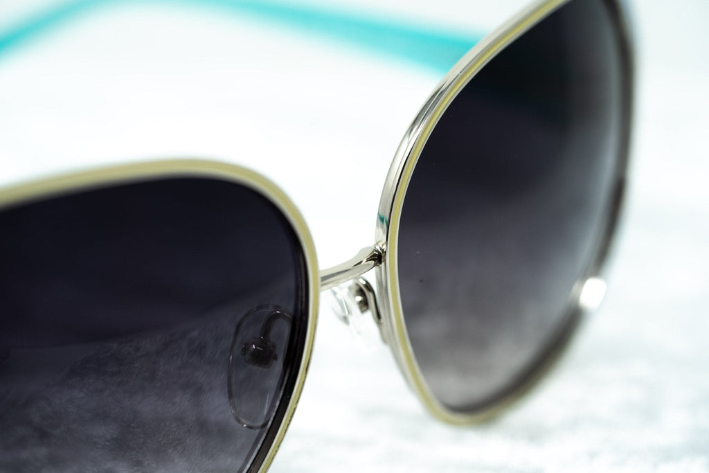 Oscar De La Renta Sunglasses Oversized Silver Multicolour Enamel and Grey