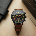 AVI-8 Carey Dual Time Black Brown Men's Watch