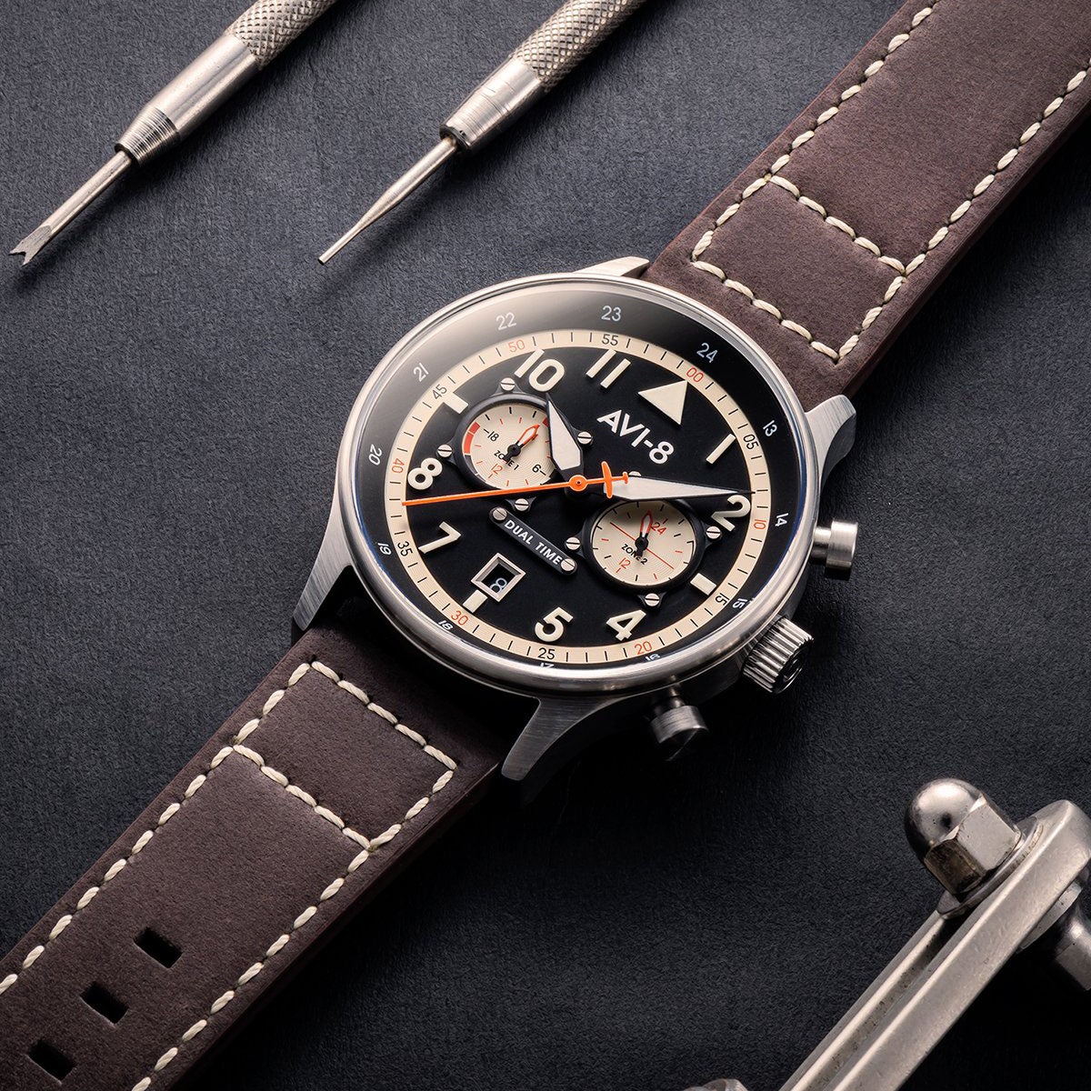 AVI-8 Carey Dual Time Manston Watch