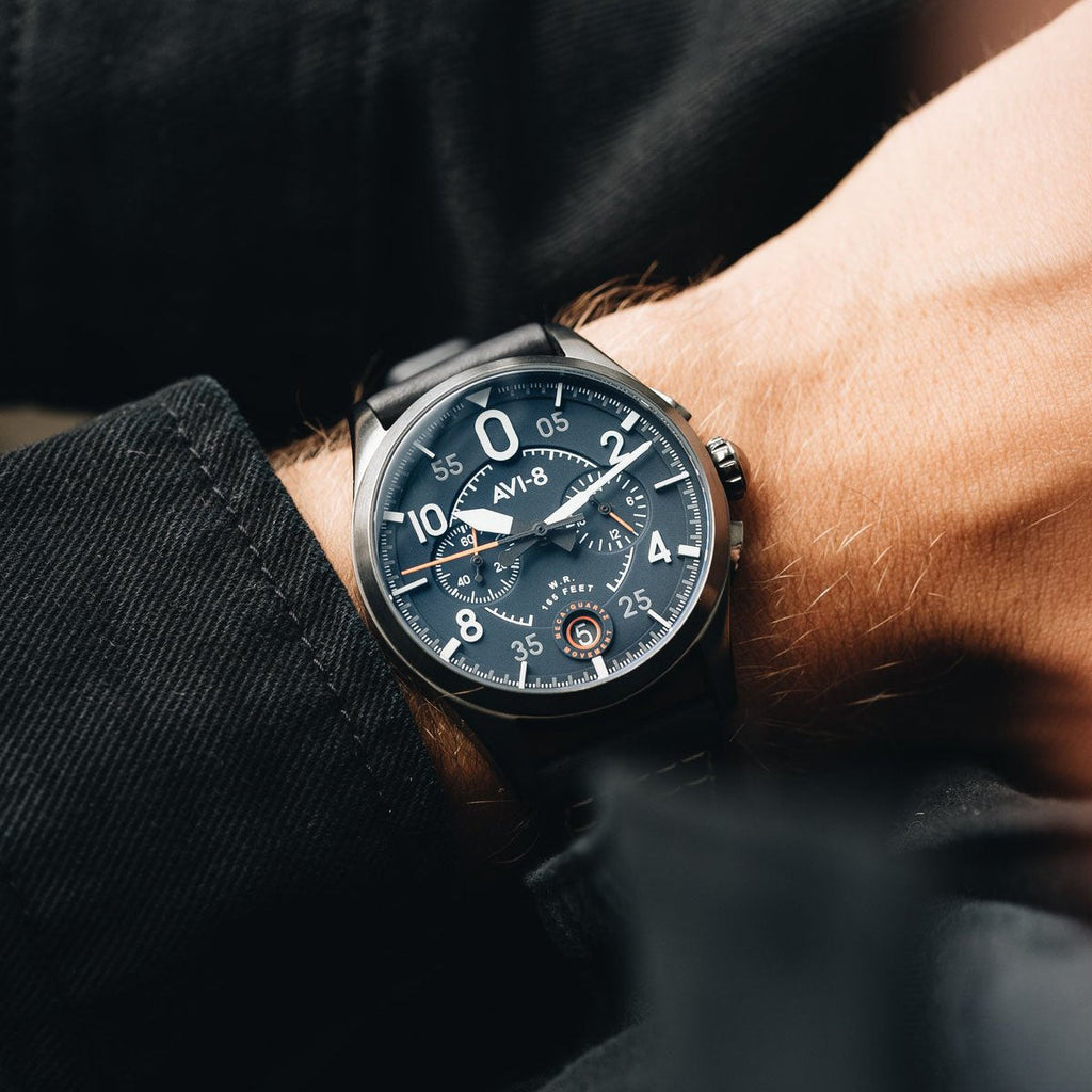 AVI-8 Spitfire Lock Blue Dial Chronograph Men's Watch
