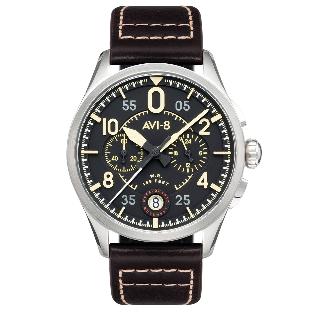 AVI-8 Spitfire Lock Chronograph Men's Black Brown Watch
