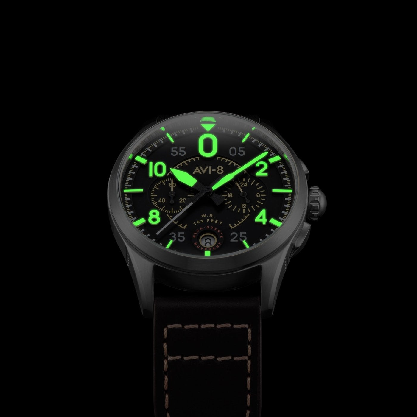 AVI-8 Spitfire Lock Chronograph Men's Black Brown Watch