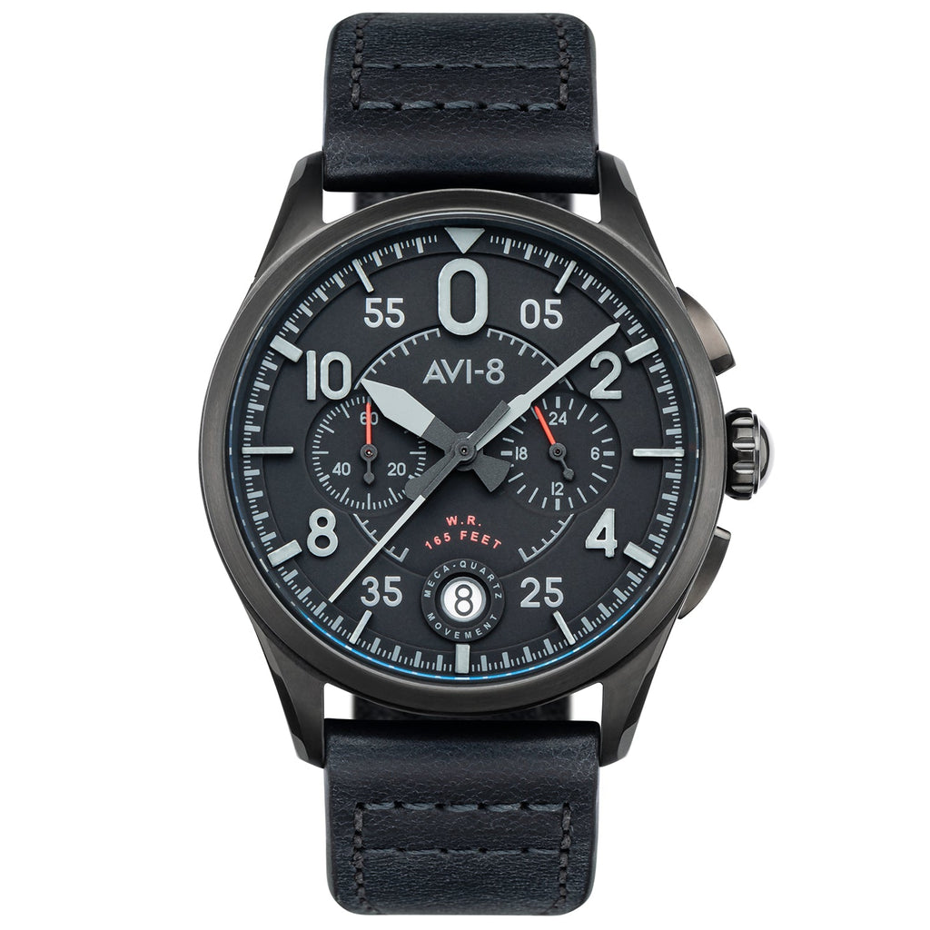 AVI-8 Spitfire Lock Men's Black Chronograph Watch