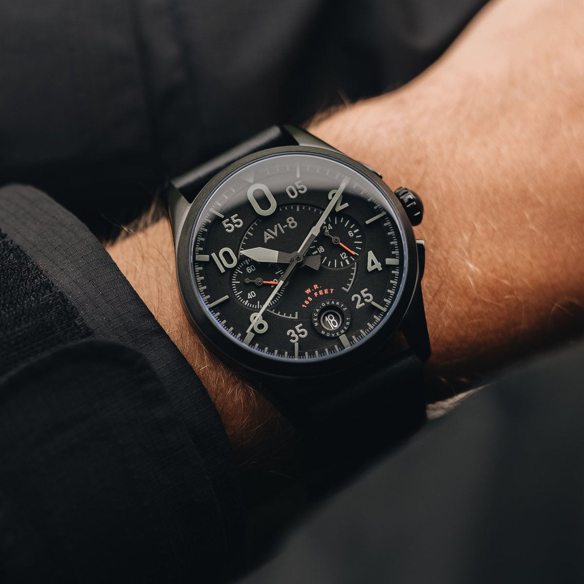 AVI-8 Spitfire Lock Men's Black Chronograph Watch