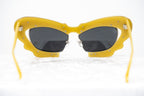 Prabal Gurung Sunglasses Cat Eye Special Mustard Yellow/Silver and Gray