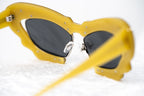 Prabal Gurung Sunglasses Cat Eye Special Mustard Yellow/Silver and Gray