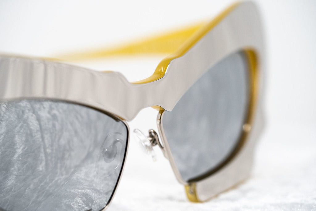 Prabal Gurung Sunglasses Cat Eye Special Mustard Yellow/Silver and Gray
