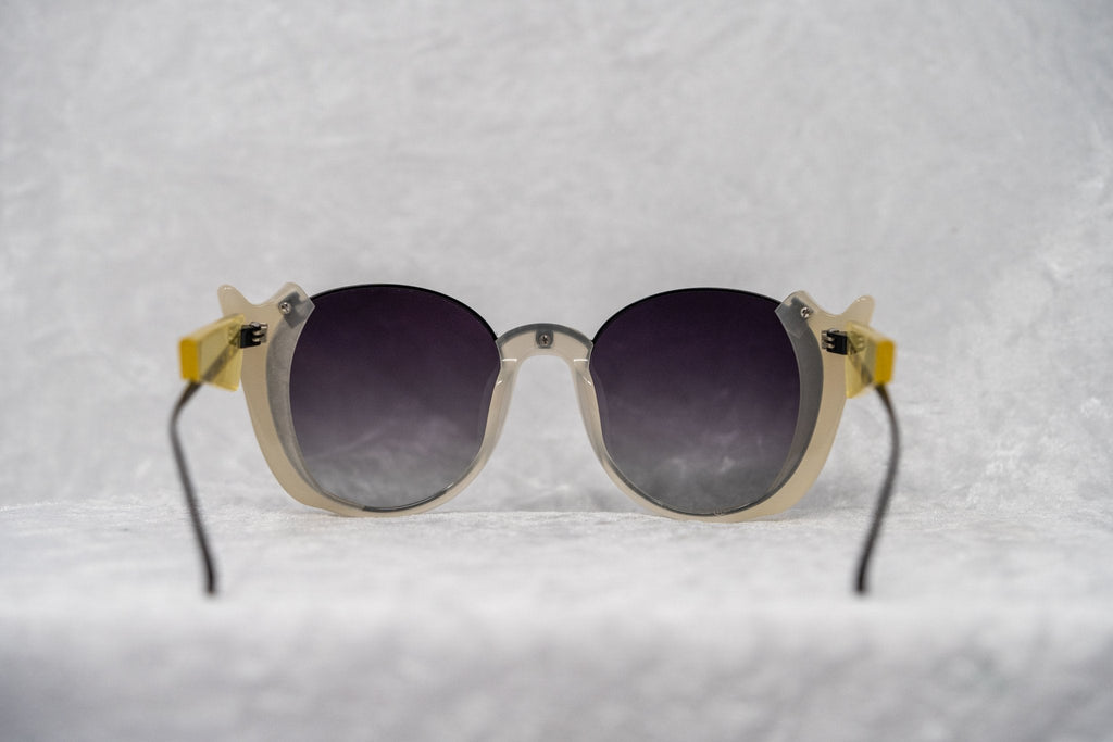 Prabal Gurung Sunglasses Round Ivory and Grey