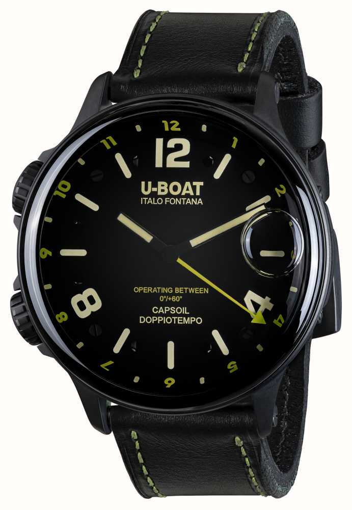 U-Boat Men's Watch Capsoil Doppiotempo 55mm Black Rehaut