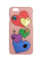 Dolce & Gabbana Leather Heart Crystal Phone Women's Case