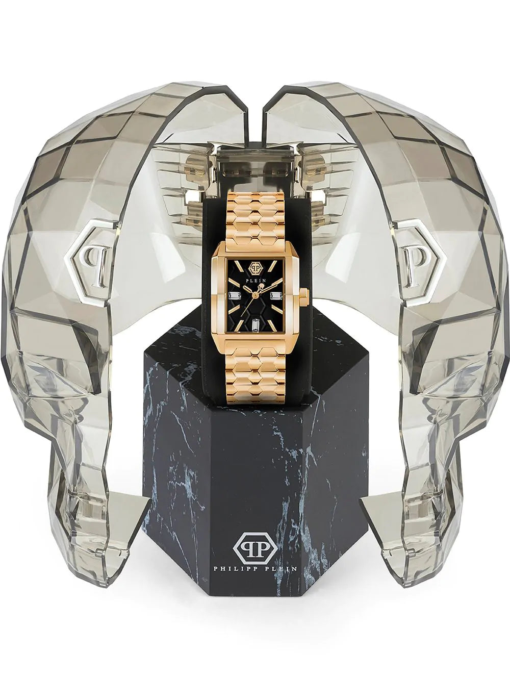 Philipp Plein Ladies Watch Offshore Square Black Gold