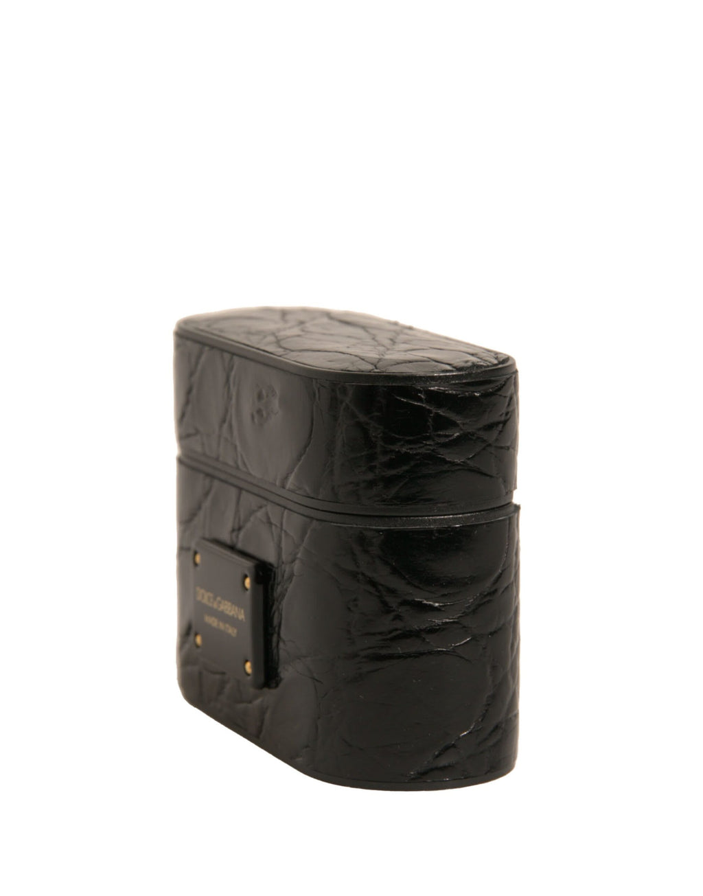 Dolce & Gabbana Leather Metal Logo Plaque Holder Airpods Case