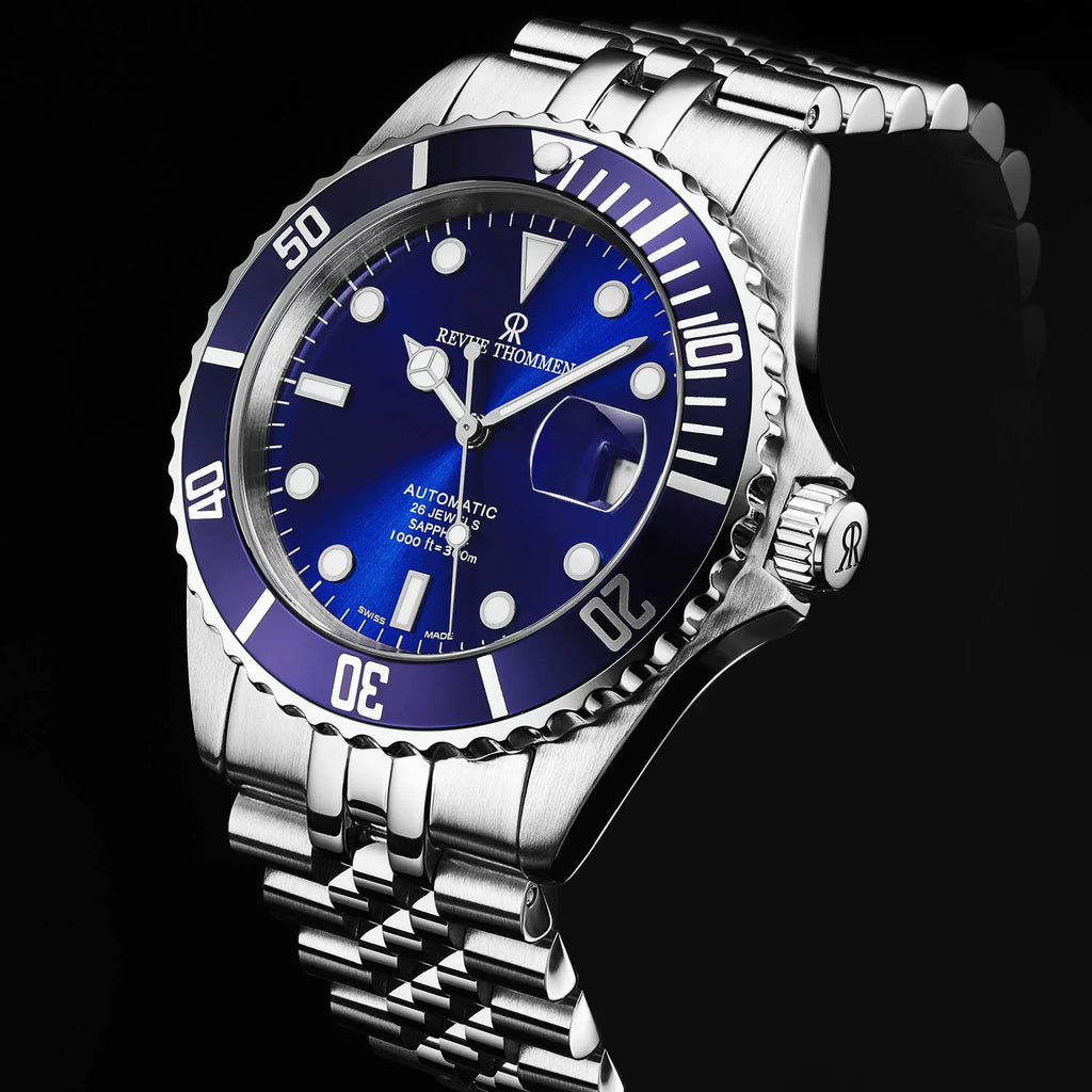 Revue Thommen Blue Dial Steel 'Diver' Automatic Men's Watch