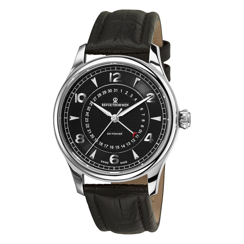 Revue Thommen Day Pointer  Men's 43mm Stainless Steel Black Automatic Watch