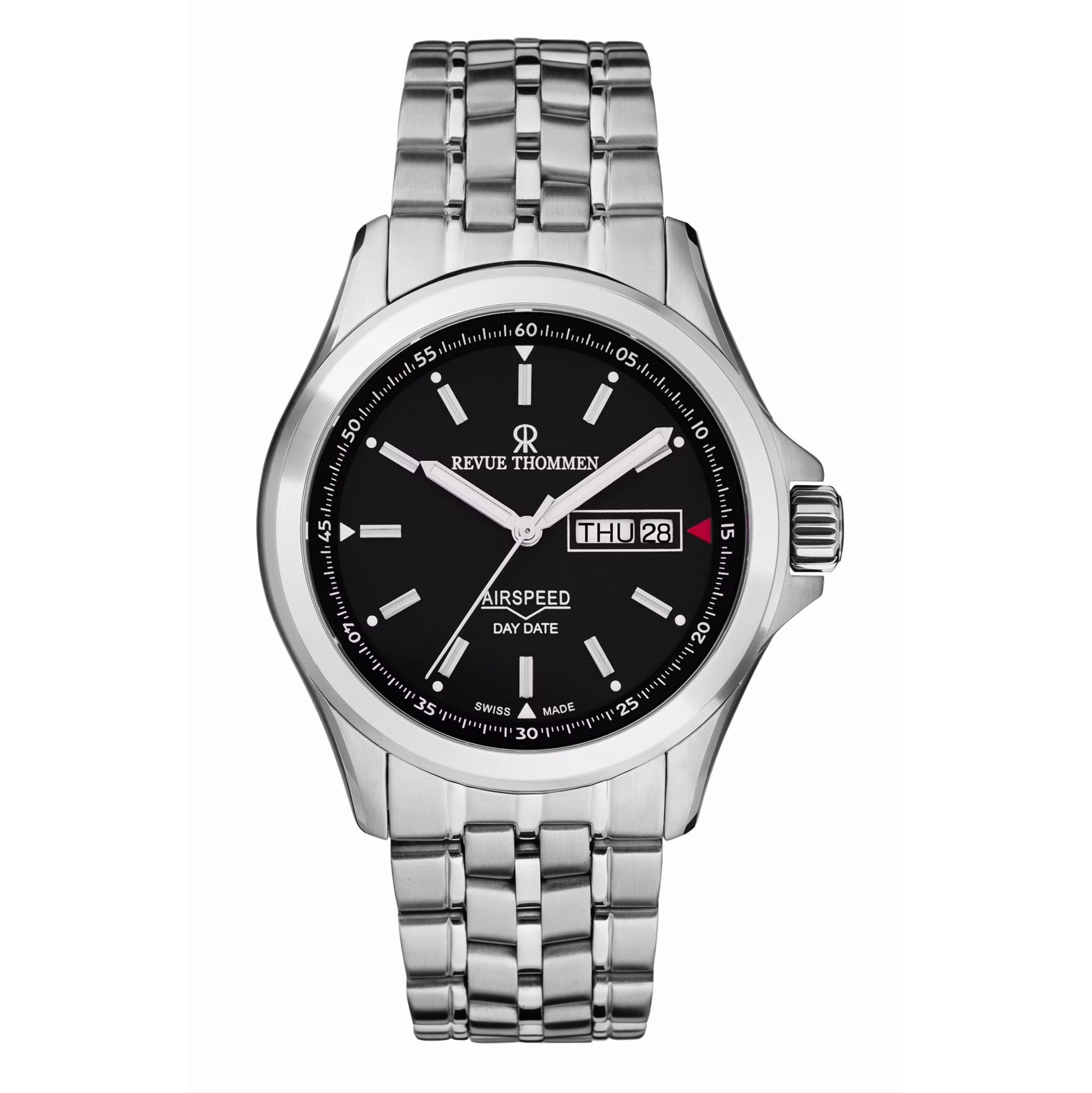 Revue Thommen Airspeed Men's Black Stainless Steel Automatic Day-Date Watch