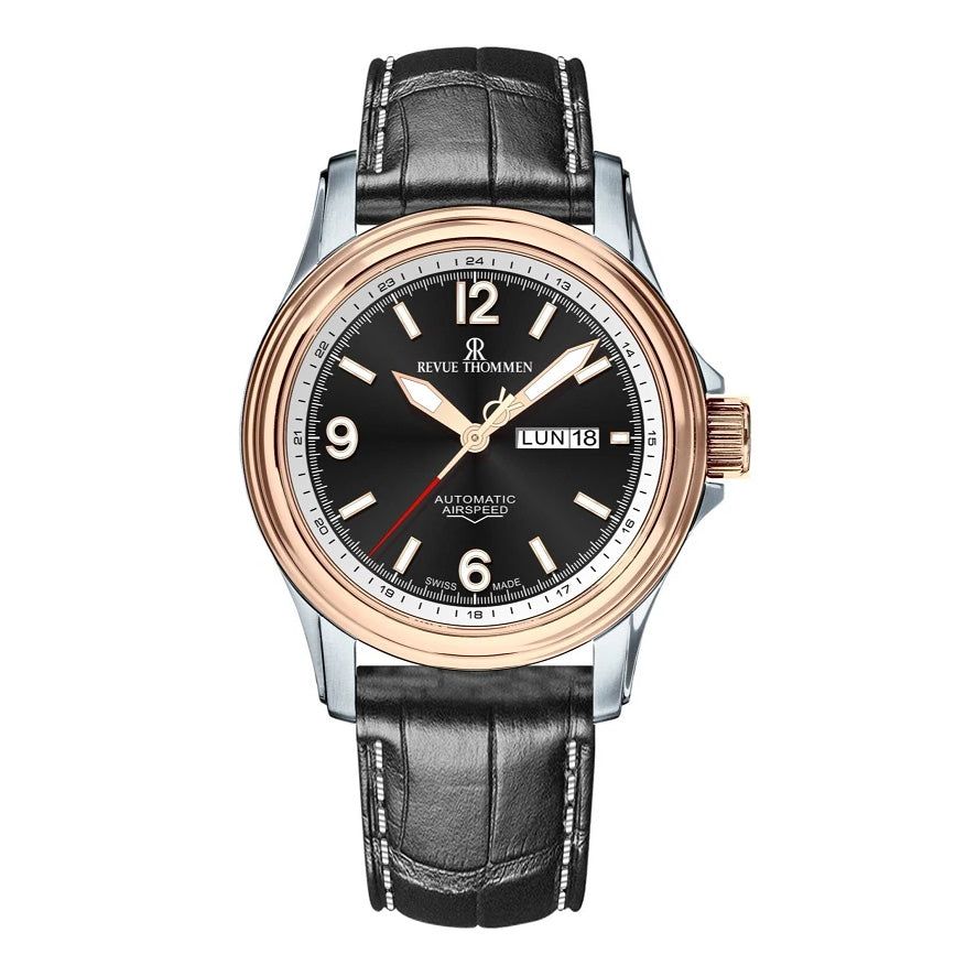 Revue Thommen Men's Airspeed 44mm Bicolour Black Automatic Watch