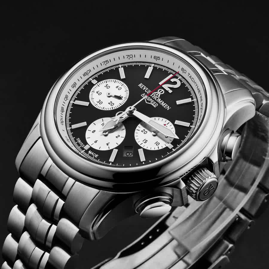 Revue Thommen Men's Airspeed XL 46mm Chronograph Automatic Black Dial Watch