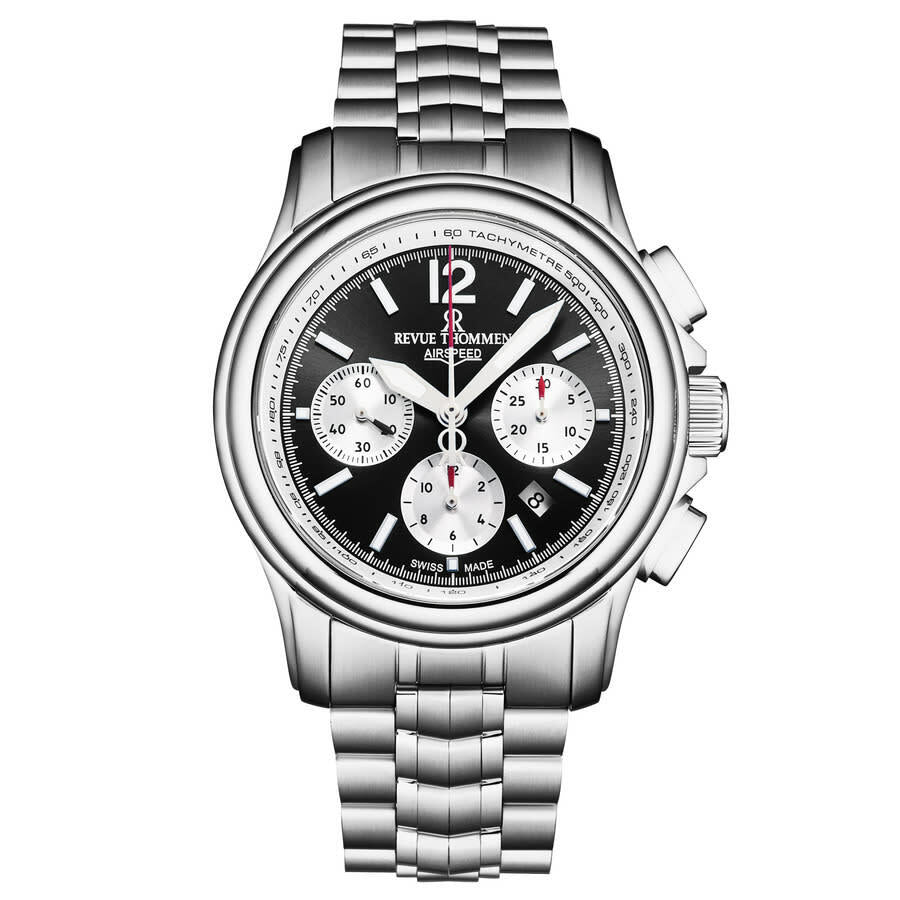 Revue Thommen Men's Airspeed XL 46mm Chronograph Automatic Black Dial Watch