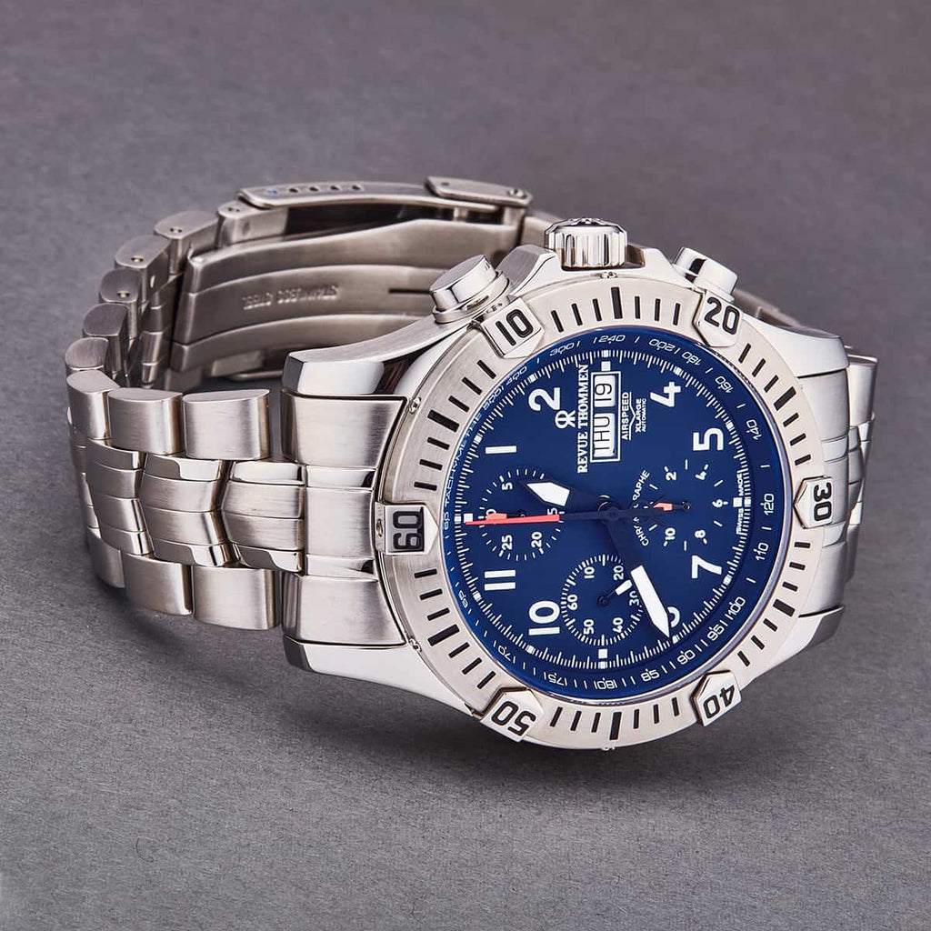 Revue Thommen Airspeed Men's Blue Dial Stainless Steel Chronograph Automatic Watch