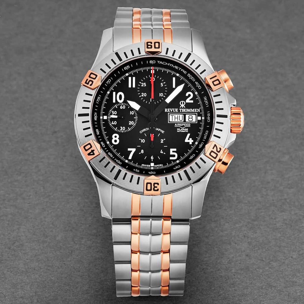Revue Thommen Airspeed XL Pioneer Men's 44mm Black Chronograph Automatic Watch