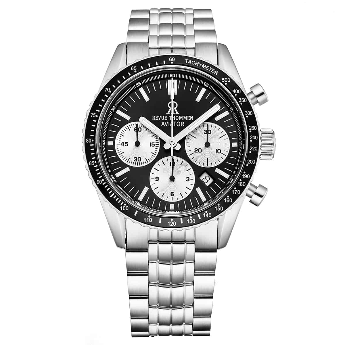 Revue Thommen Aviator Men's Black Stainless Steel Chronograph Automatic Watch