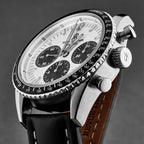 Revue Thommen Aviator Men's Silver Leather Chronograph Automatic Watch