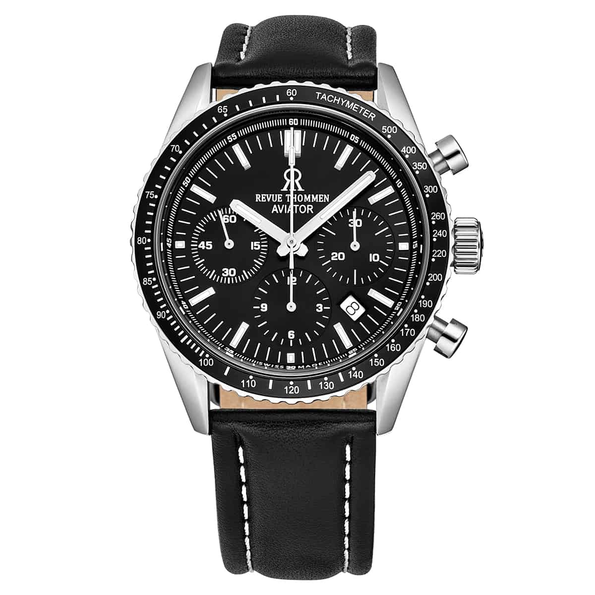 Revue Thommen Aviator Men's 42mm Black Chronograph Automatic Watch