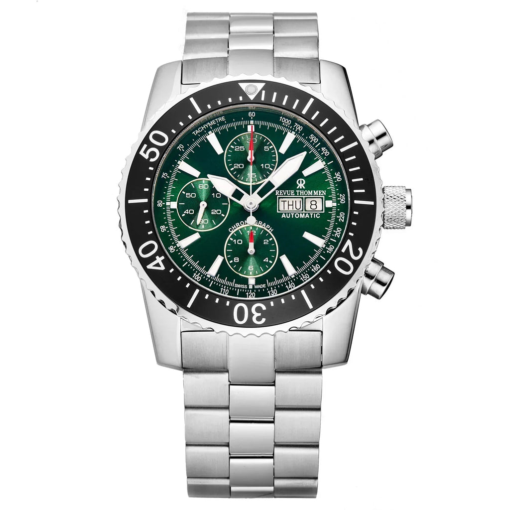 Revue Thommen Diver Men's Green Stainless Steel Automatic Chronograph Watch