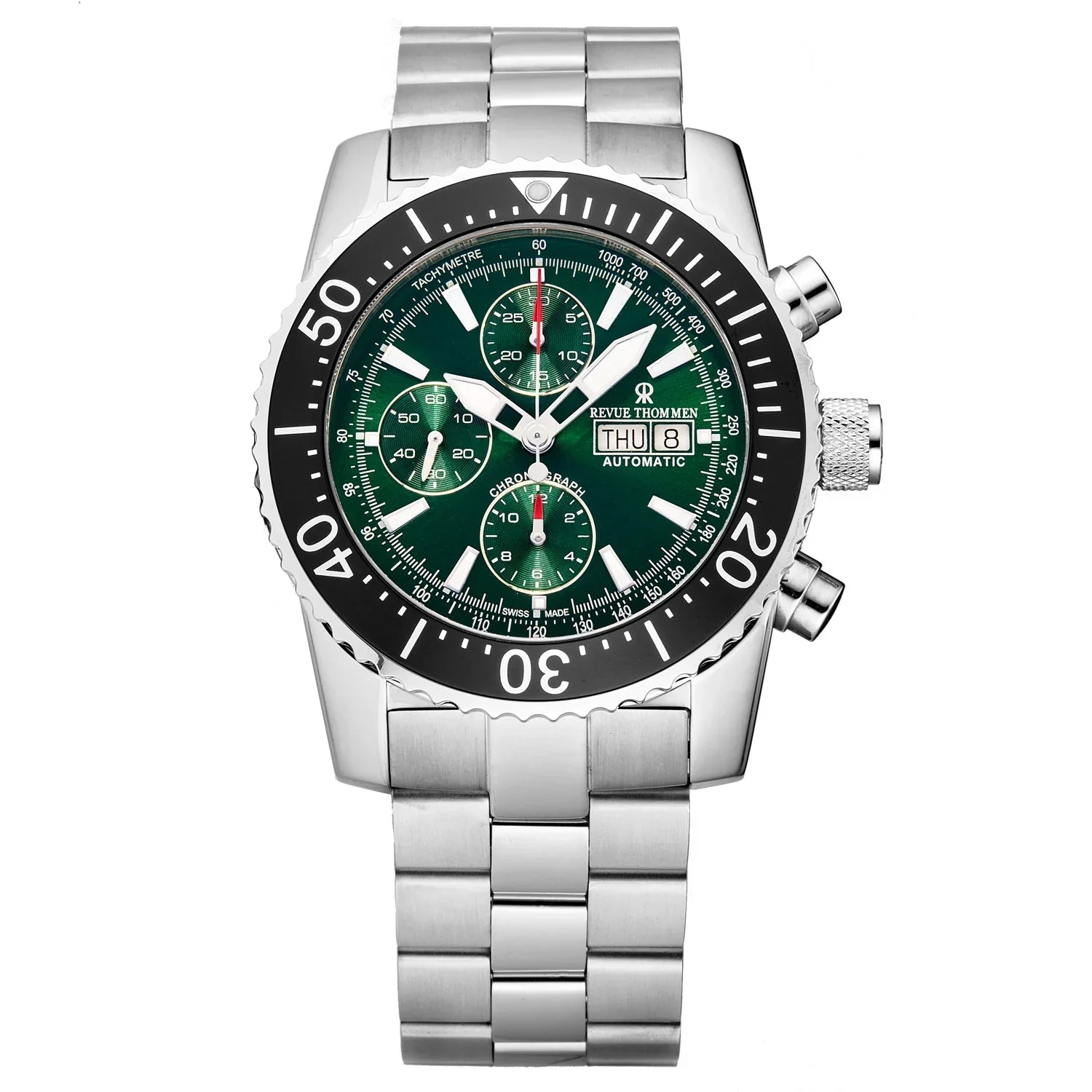 Revue Thommen Diver Men's Green Stainless Steel Automatic Chronograph Watch